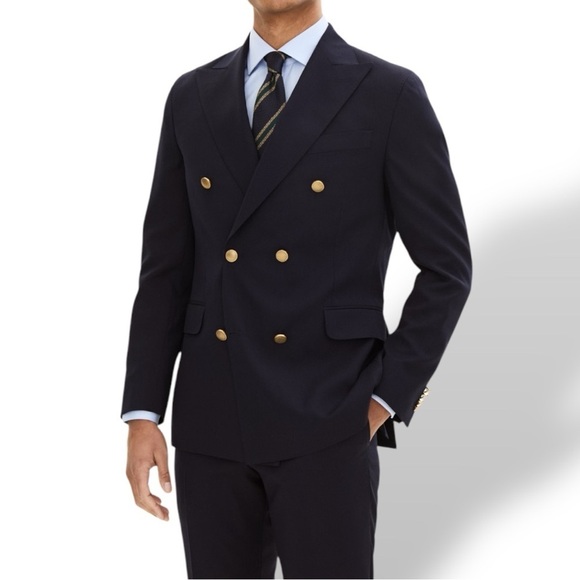 Club International Couture Wool Blazer Double Breasted Navy Blue Size 42 Tall - Picture 1 of 16